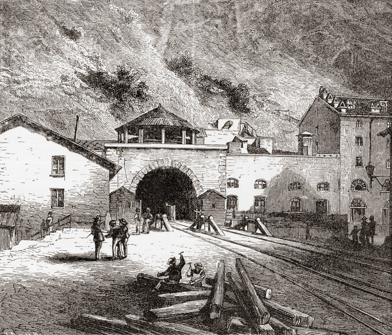 The Fréjus Rail Tunnel also Called The Mont Cenis Tunnel, European Alps, from the Italian Side in the Late 19th Century. From Italian Pictures by Rev. Samuel Manning, Published c.1890. by Reverend Samuel Manning
