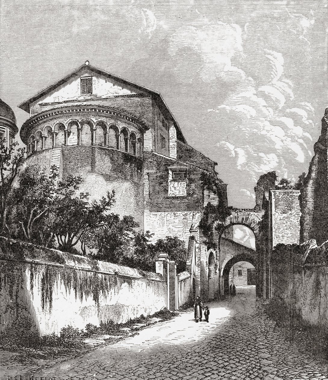 The Church of Santi Giovanni e Paolo, Celian Hill, Rome, Italy in the Late 19th Century. From Italian Pictures by Rev. Samuel Manning, Published c.1890 by Reverend Samuel Manning