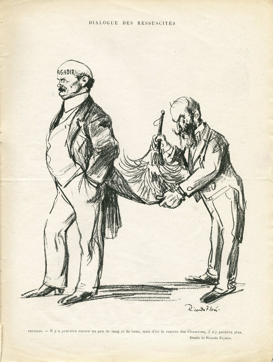 Illustration by Ricardo Flores in Le Rire, 09/05/14 - Dialogue of Ressucites - Morocco, Agadir - Ceccaldi by Ricardo Flores