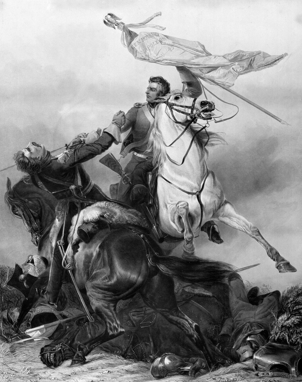 Fight for the Standard - Sergeant Ewart capturing the Eagle of the French 45th Regiment at Waterloo, after 1847 by Richard Ansdell