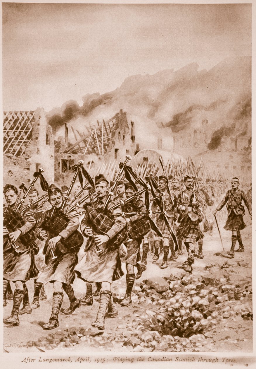 After Langemarck, April 1915: Playing the Canadian Scottish through Ypres by Richard Caton Woodville junior