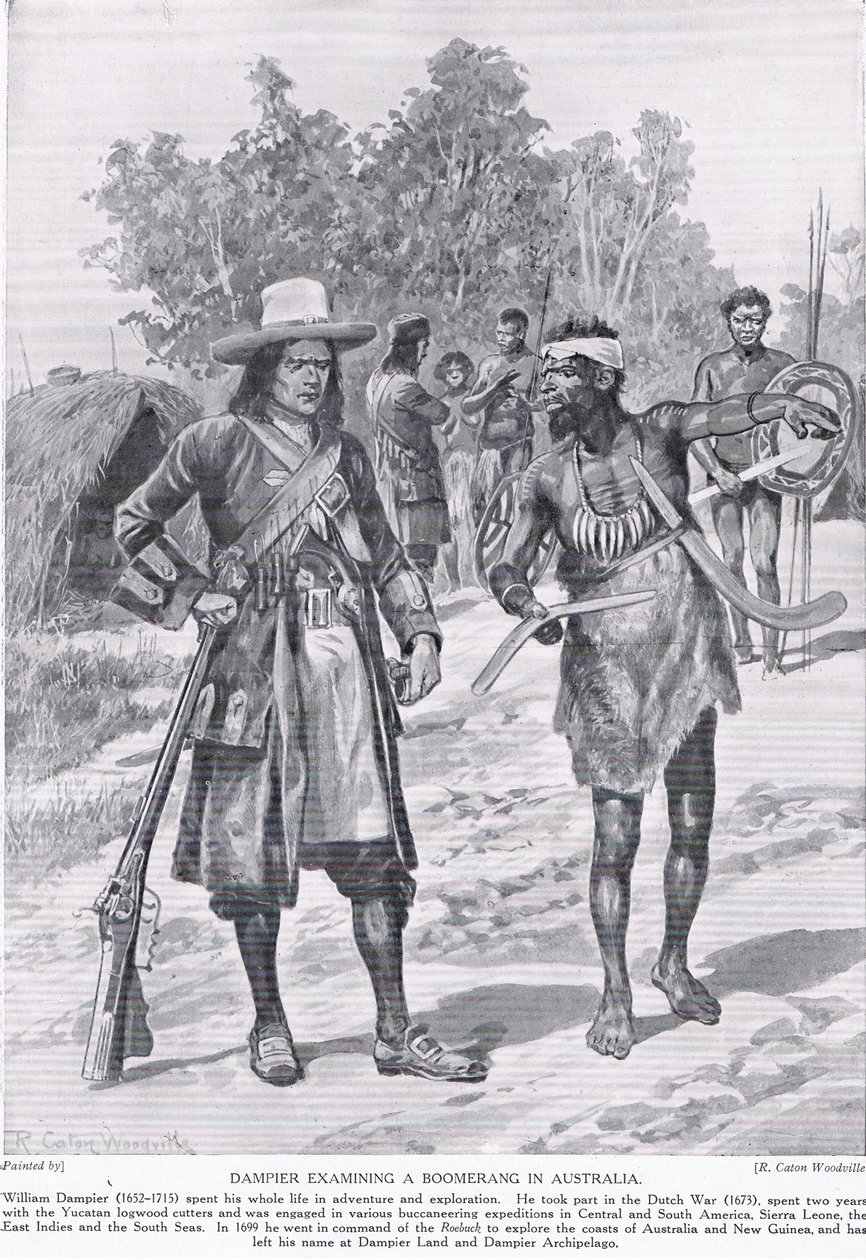 Dampier Examining a Boomerang in Australia, c.1910 by Richard Caton Woodville