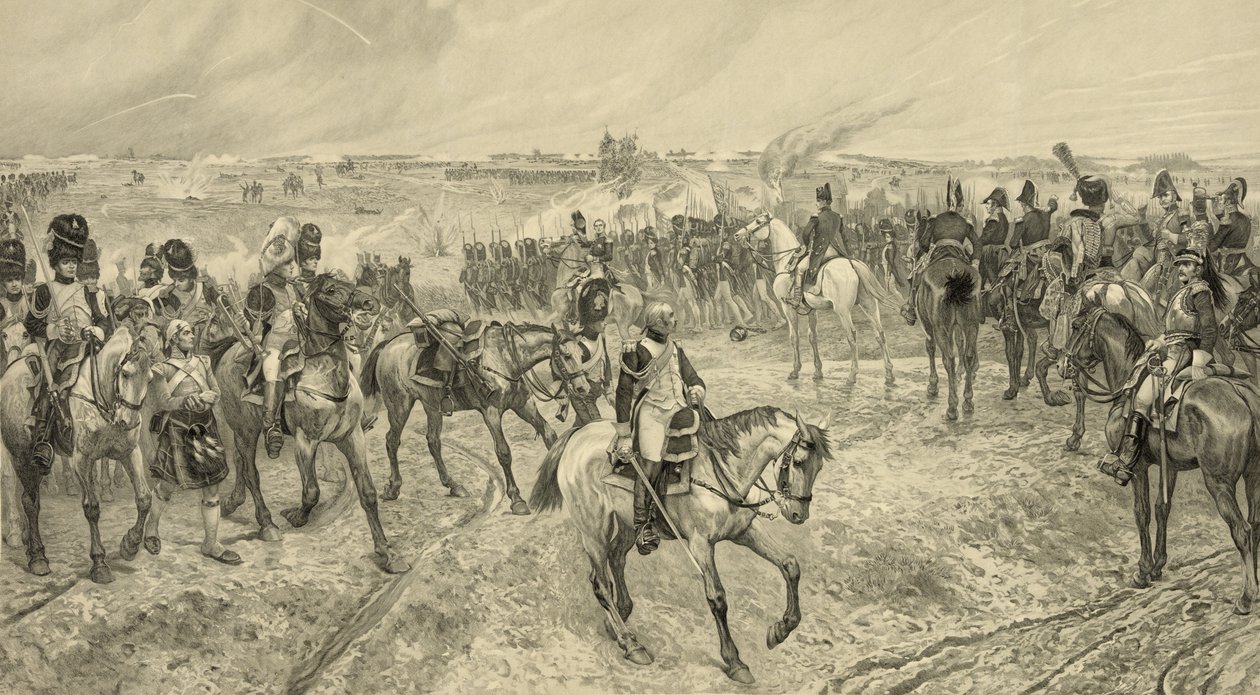 Napoleon I with his Old Guard at Waterloo, engraved by Jules Jacquet by Richard Caton Woodville