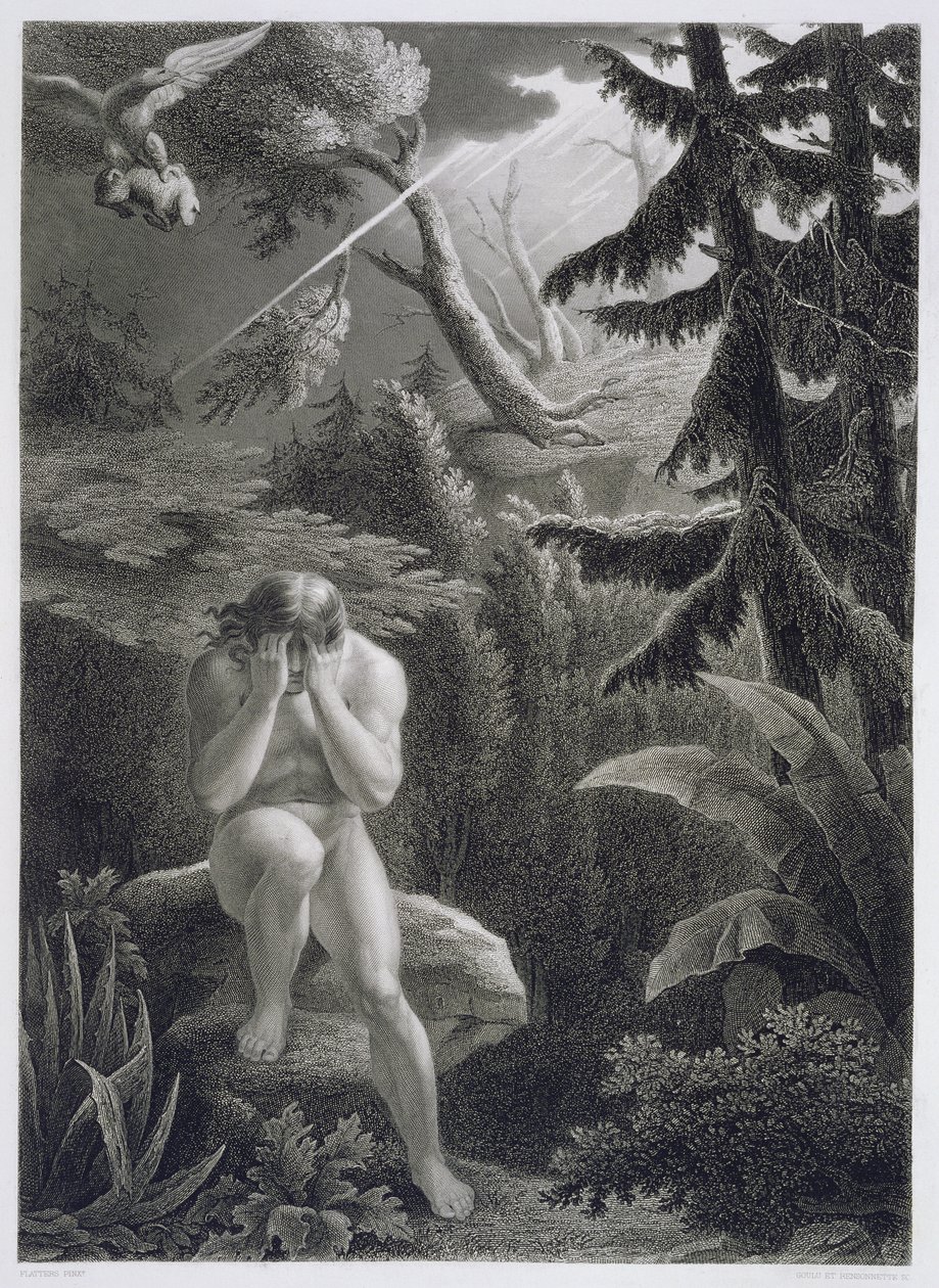 Adam Lamenting His Sinfulness, from a French Edition of 