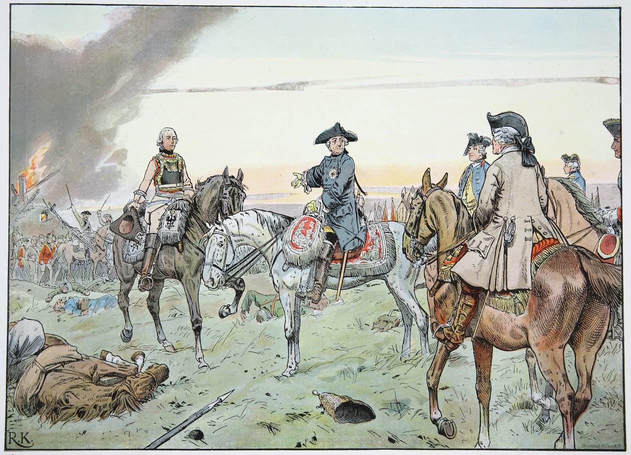 Frederick and Seydlitz at the Battle of Zorndorf on the 25th August 1758 by Richard Knoetel