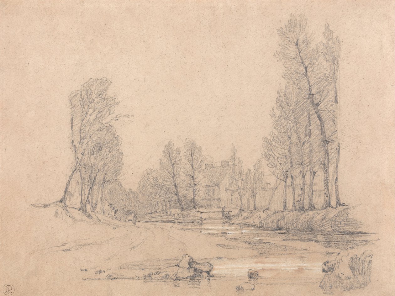 A Wooded Stream and a Farmhouse in Normandy by Richard Parkes Bonington