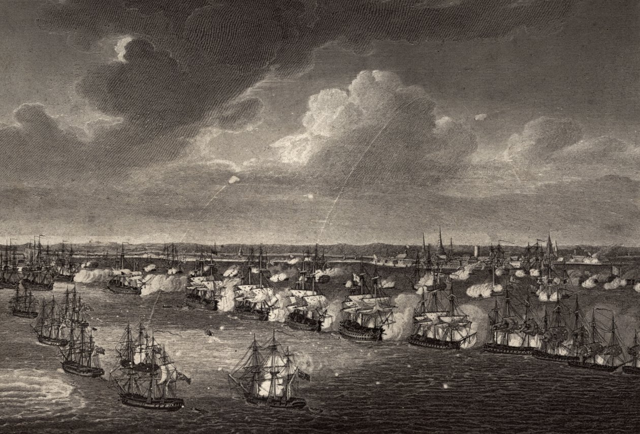The Battle of Copenhagen in 1801, illustration from 