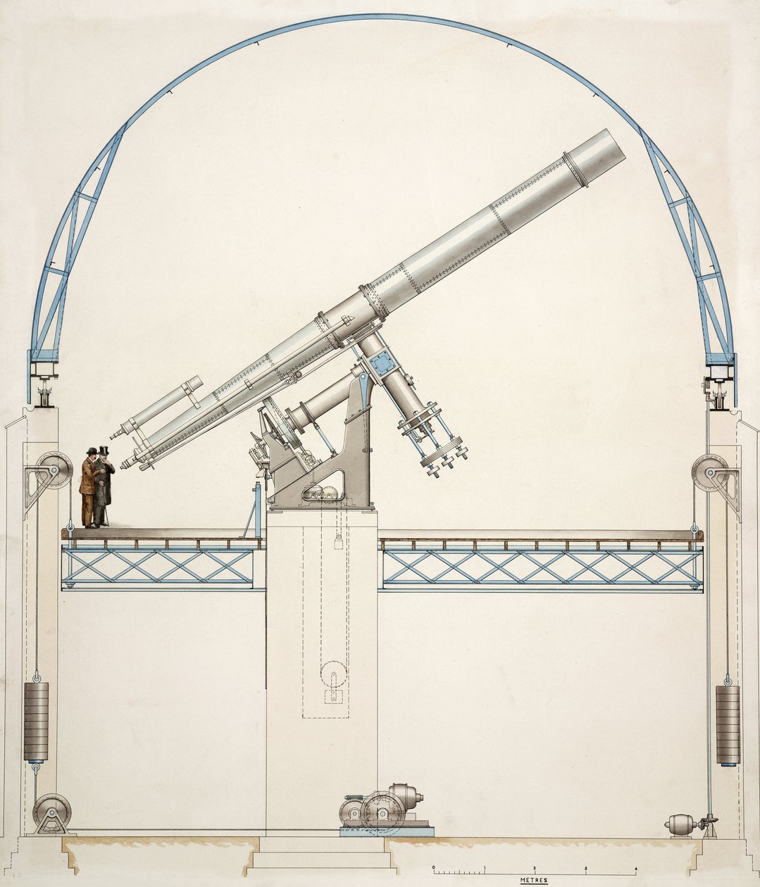 Equatorially mounted refracting telescope with dome by John Pardon