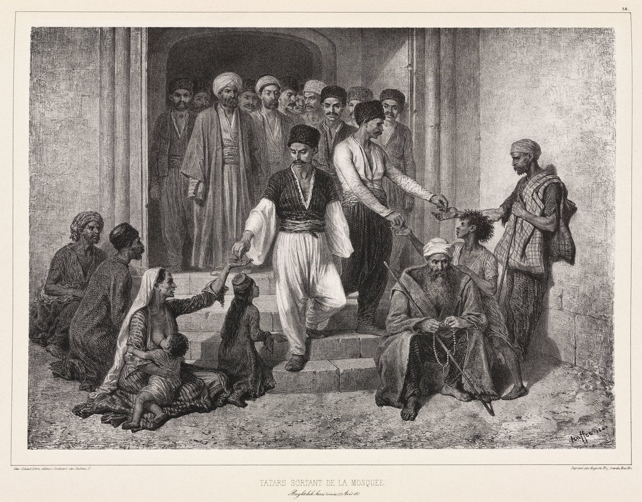 Tatars Coming Out of the Mosque, Baghtcheh-Sarai, Crimea by John Pardon