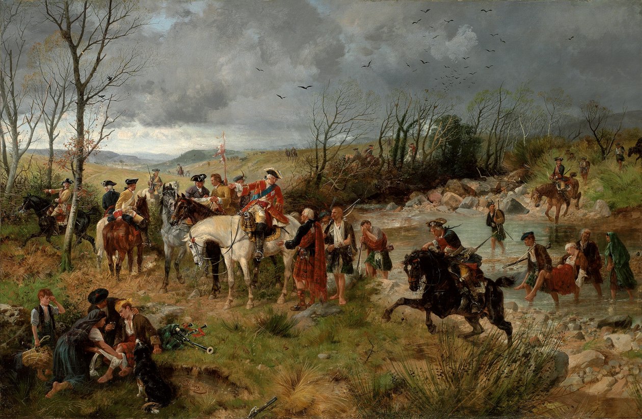 Halt of Prince Charles Edward on the Banks of the Nairne by Richard Beavis