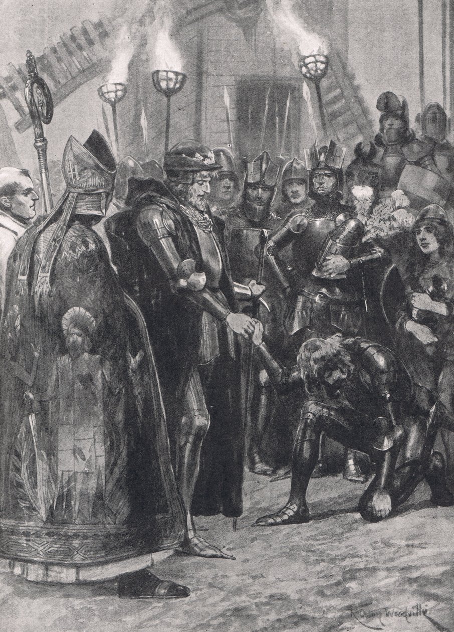 Edward III greeting the Prince of Wales after the Battle of Crecy, illustration from 