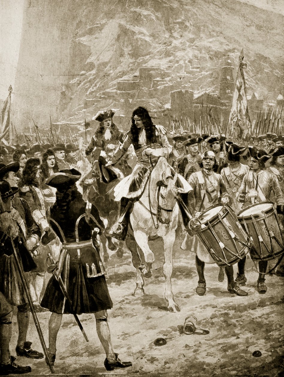 The surrender of Gibralter to the English, 24th July 1704, illustration from 