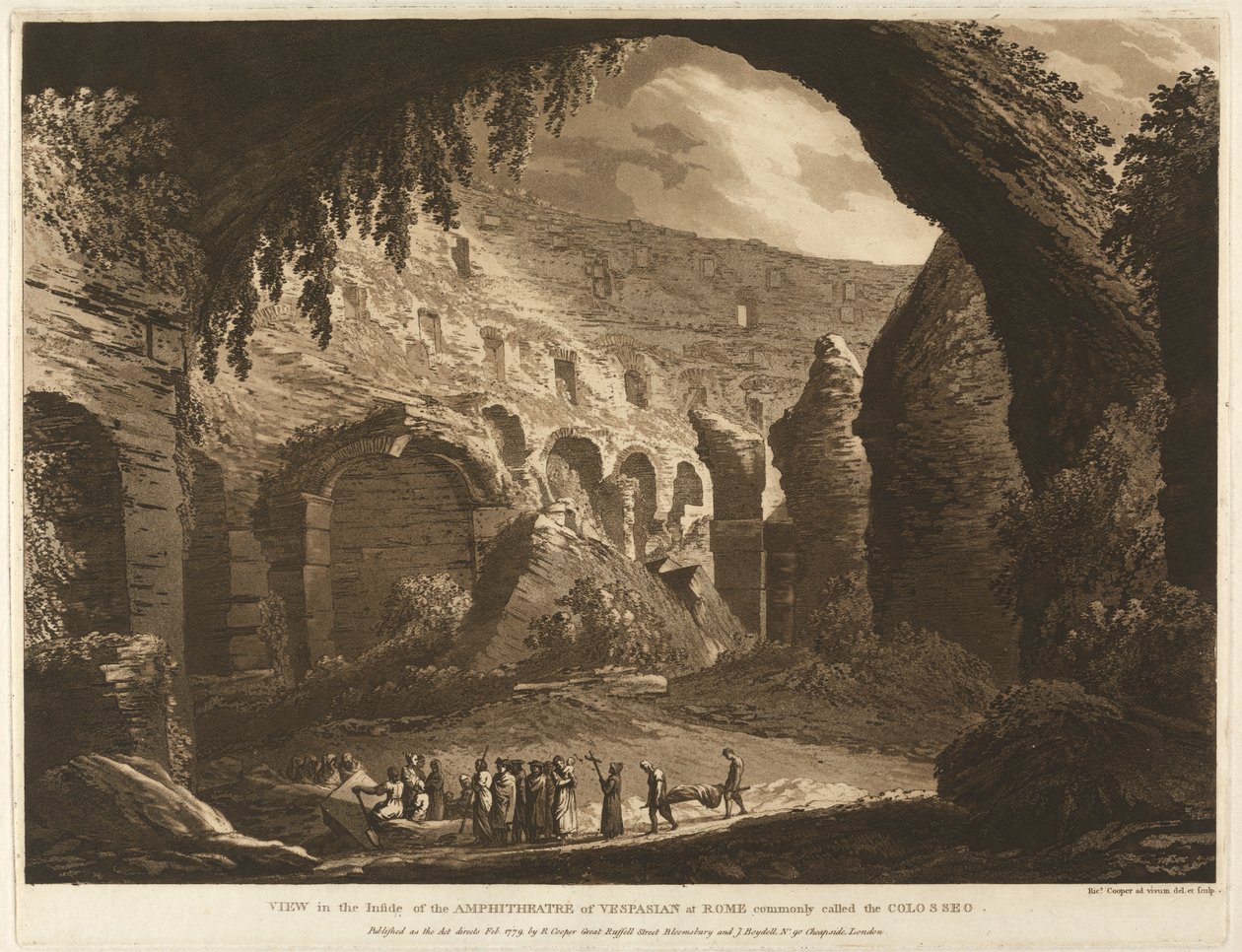 View in the Inside of the Amphitheatre of Vespasion at Rome Commonly called the Colosseo by Richard Cooper the Elder