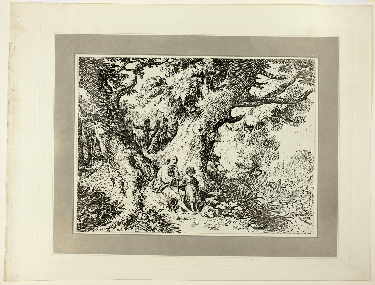 Old Trees with Old Man, a Girl, and a Dog by Richard Corbould
