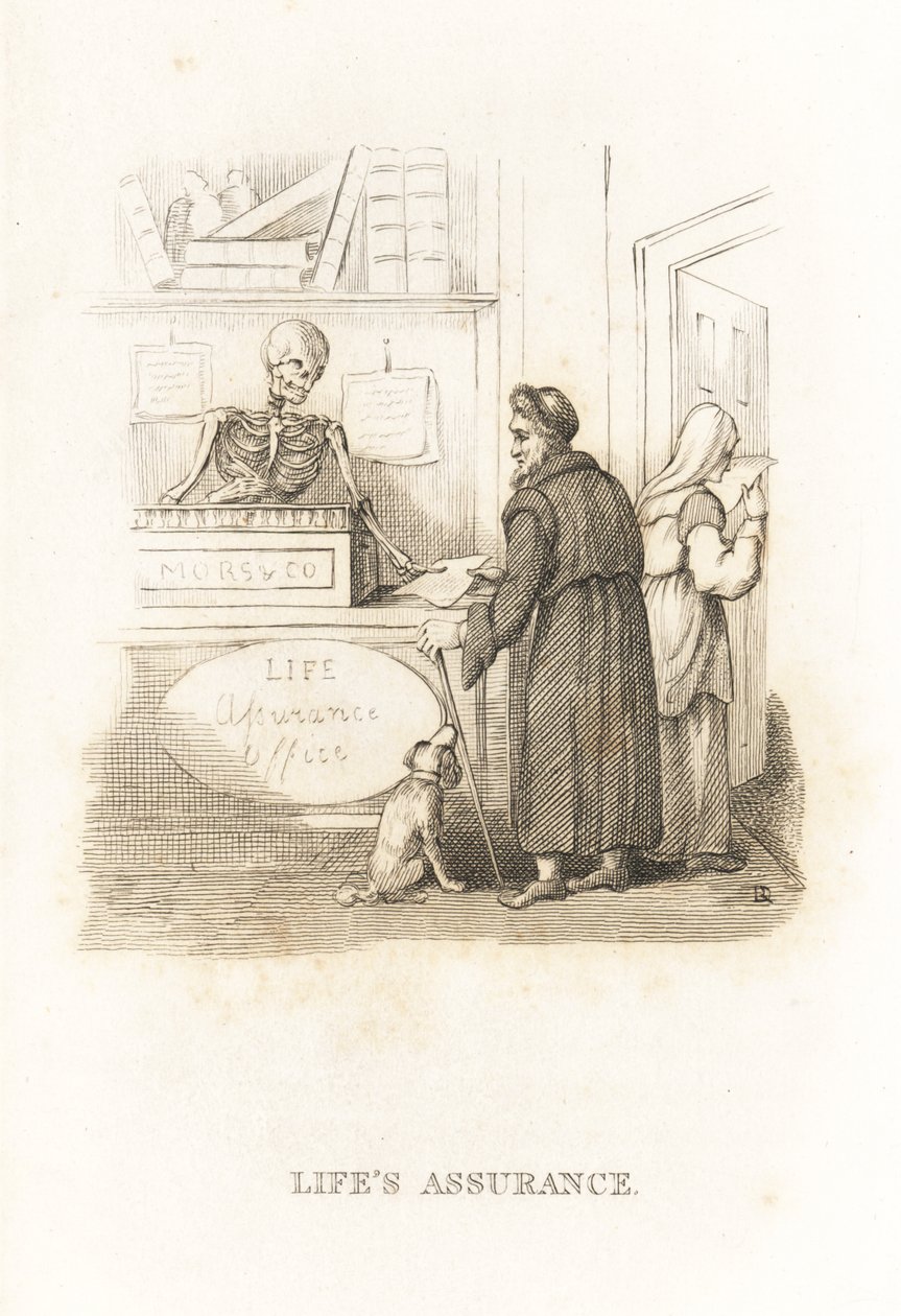 The Skeleton of Death at the Insurance Office (engraving) by Richard Dagley