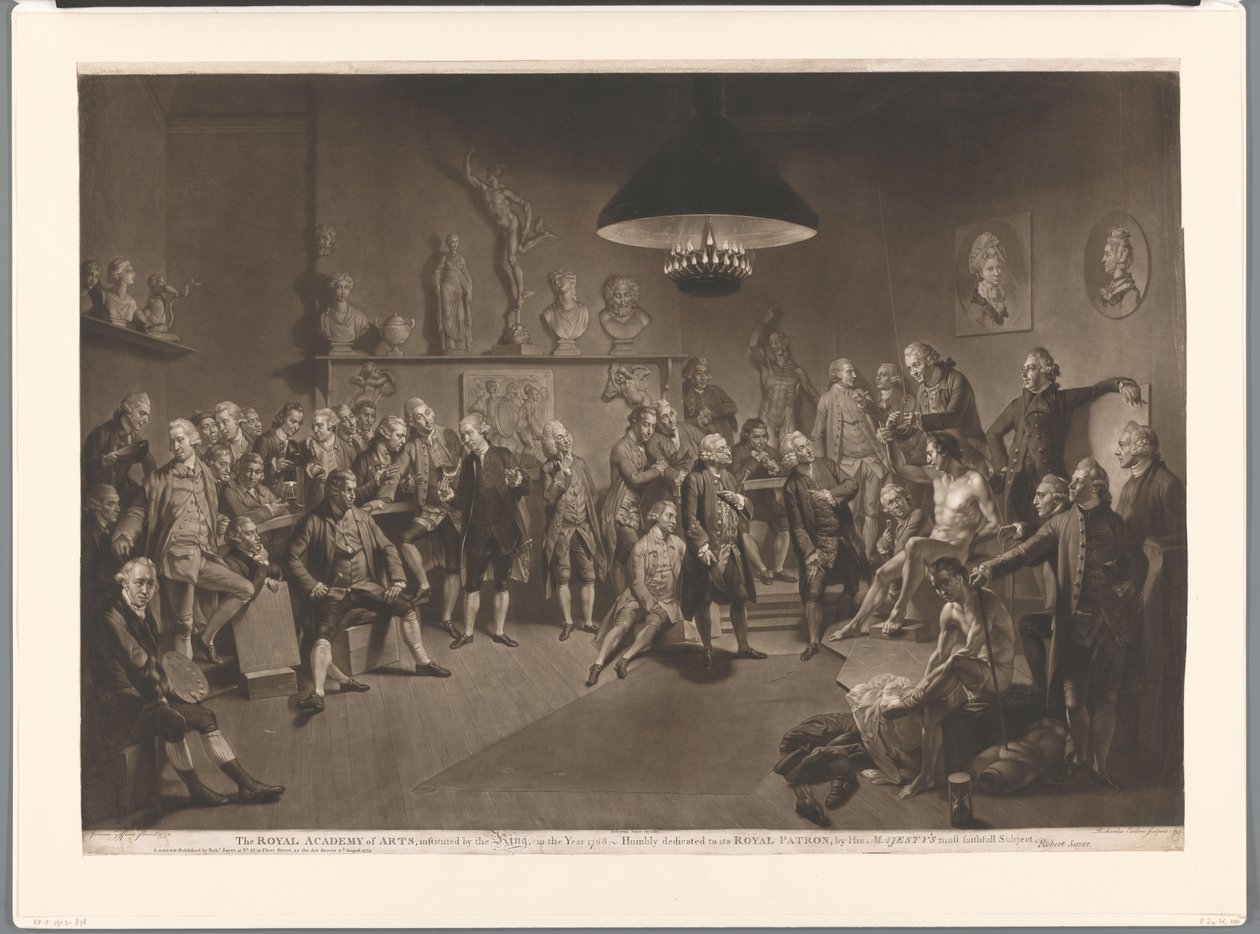 Members of the Royal Academy in Interior with Male Nude Model, 1768 by Richard Earlom