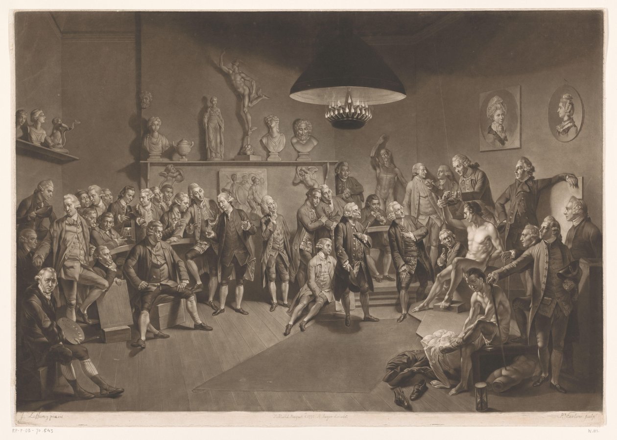 Members of the Royal Academy in Interior with Male Nude Model, 1768 by Richard Earlom