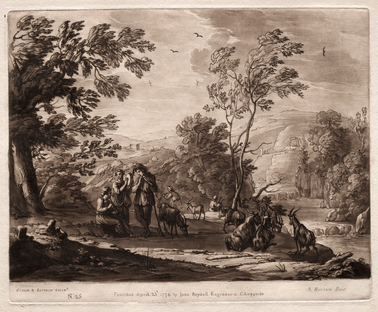 Liber Veritatis: No. 25, A Mountainous and Wooded Landscape with Shepherds by Richard Earlom