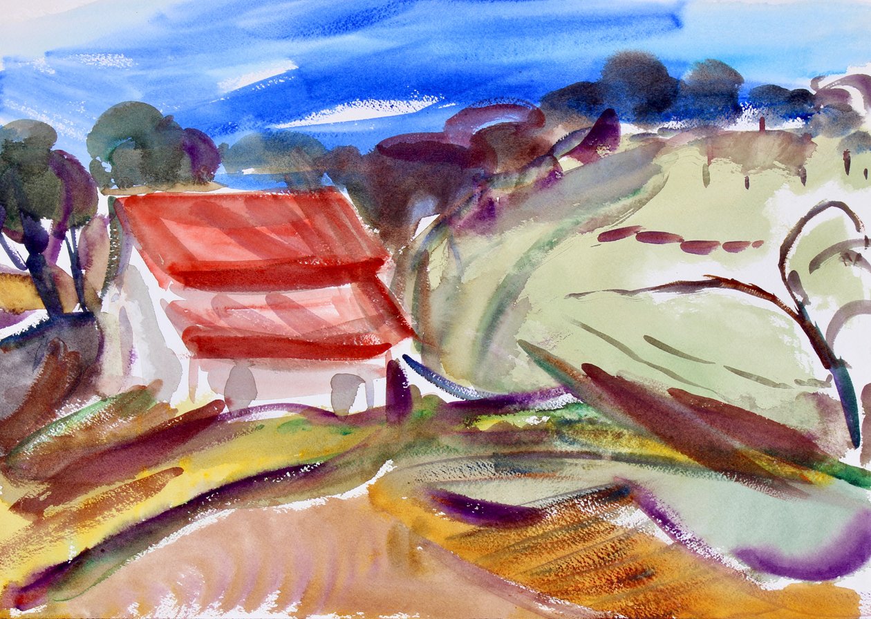 House with Red Roof, Sonoma by Richard Fox