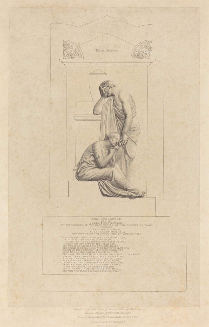 Monument to John Hudleston by Richard James Lane after John Flaxman
