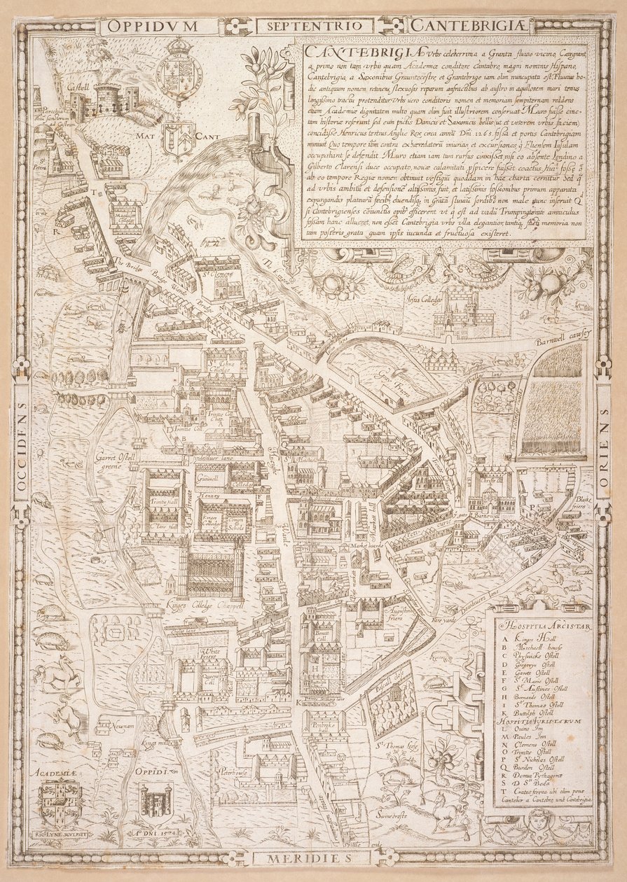 Map of Cambridge, from Caius 