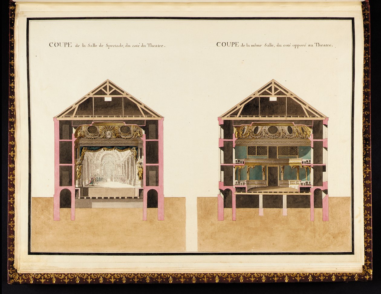 Section of the Theater Side & Section of the Opposite Side, from Recueil des Plans du Petit Trianon by Richard Mique by Richard Mique