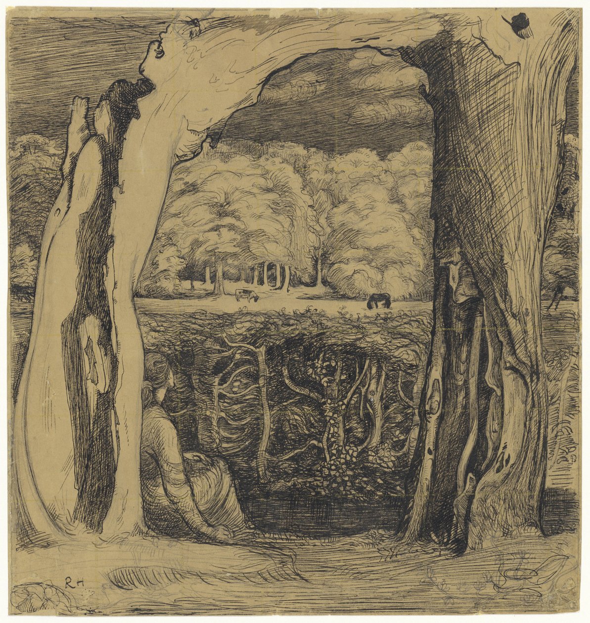 Landscape with a Woman Sitting Between Two Willows by Richard Nicolaüs Roland Holst