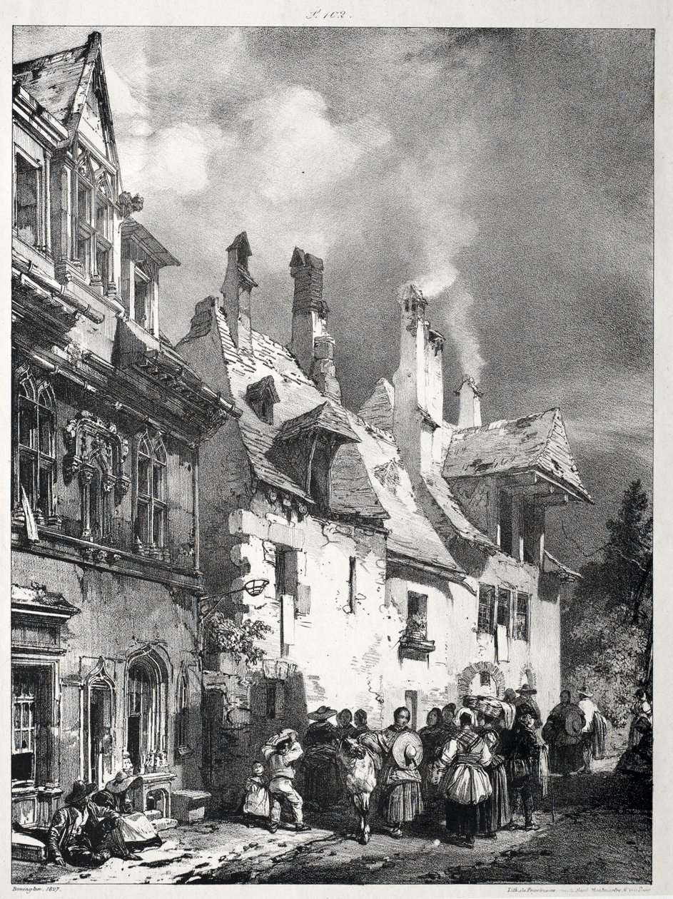 Street in the Outskirts of Besançon, France by Richard Parkes Bonington