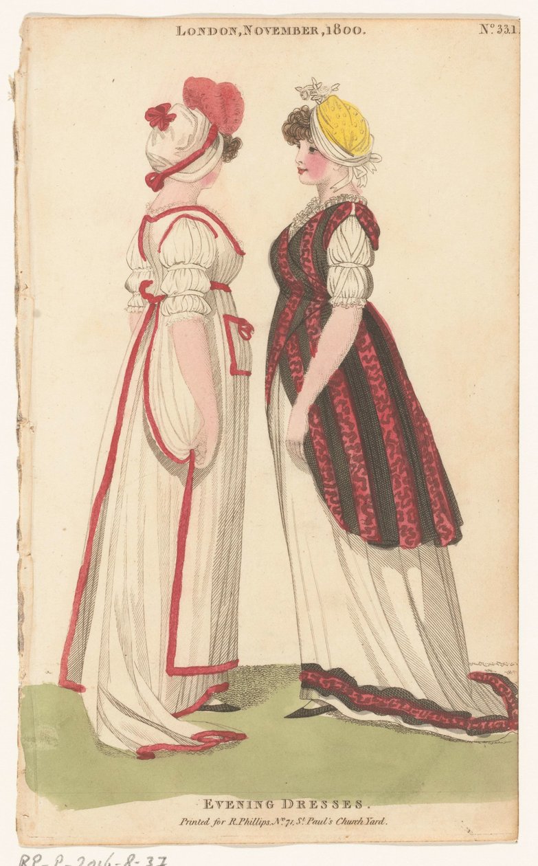 Magazine of Female Fashions of London and Paris, London, November, 1800, No. 33.1: Evening Dresses by Richard Phillips