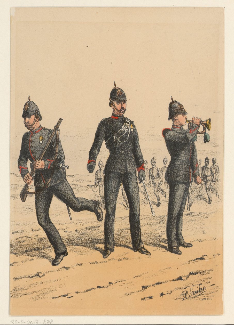 Three British Soldiers (series title: Nine Depictions of British Military Uniforms) by Richard Simkin