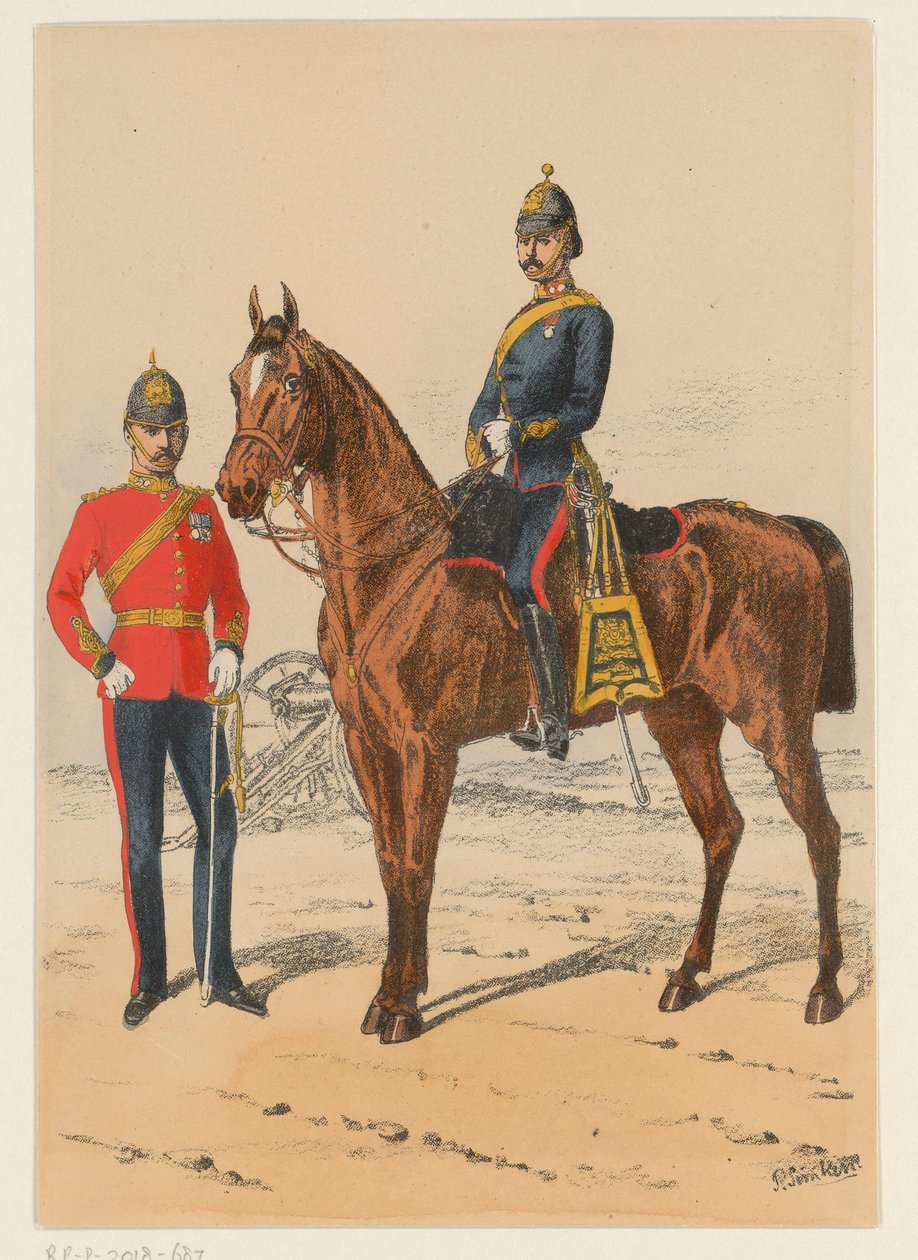 Two British Soldiers (Nine illustrations of British military uniforms) by Richard Simkin