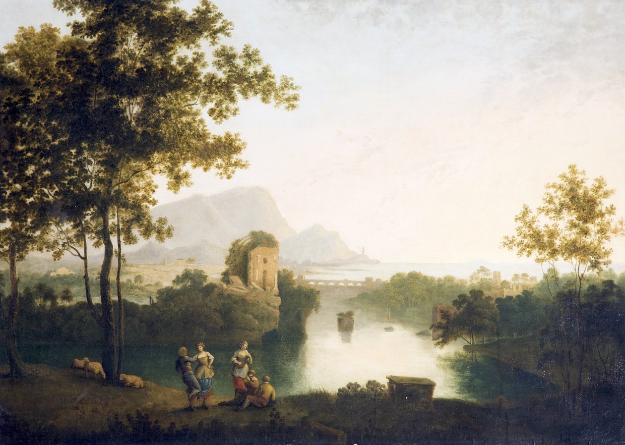Evening at River Mouth with Peasants Dancing by Richard Wilson