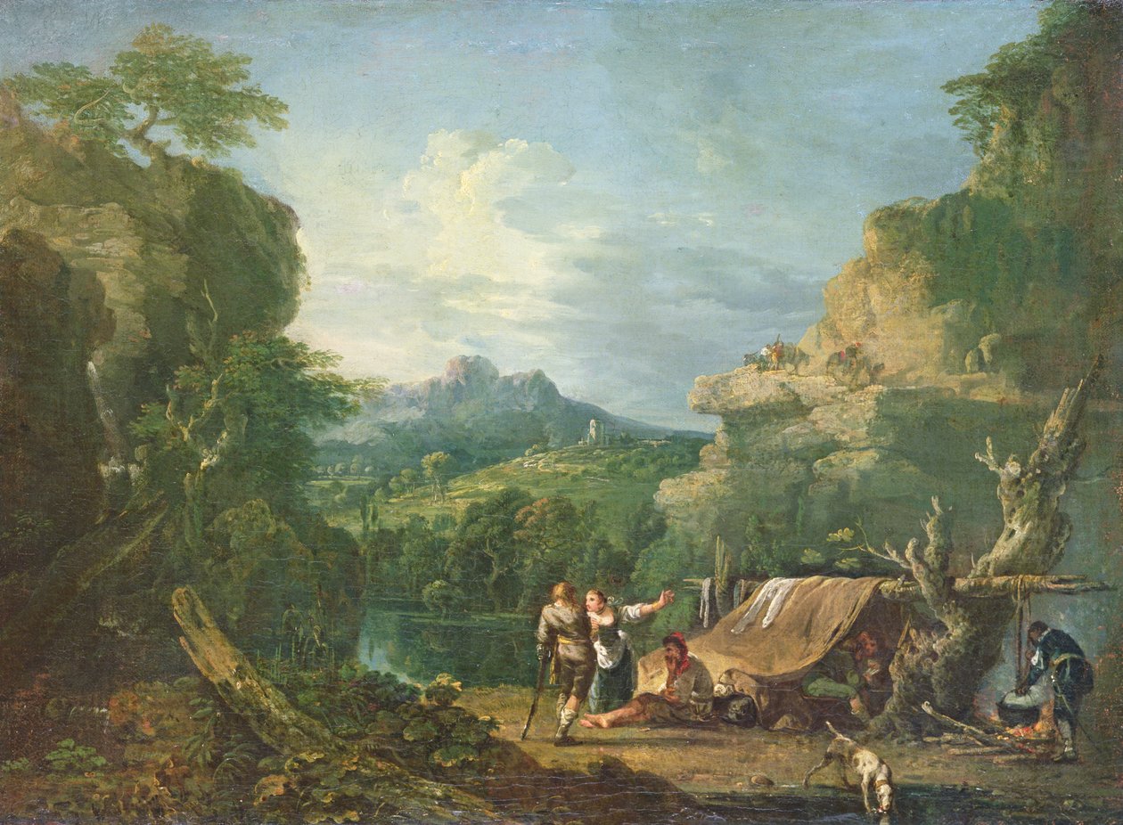 Landscape with Banditti Round a Tent by Richard Wilson