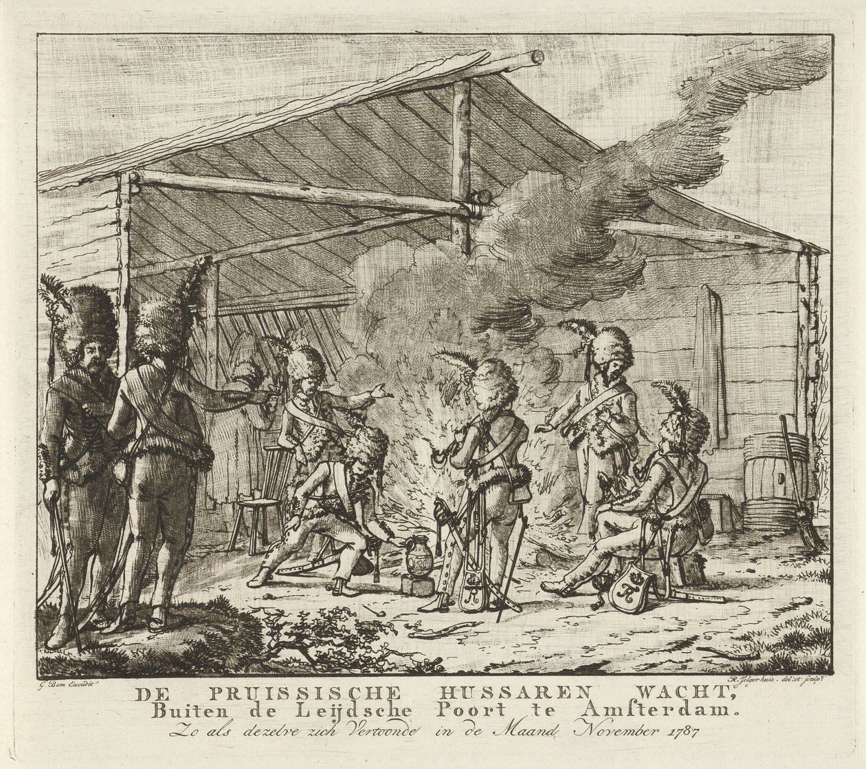 The Prussian Hussar Guard at the Leidse Poort in Amsterdam, 1787 by Rienk Jelgerhuis