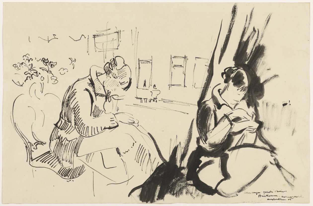 Studies of a Seated, Sewing Woman by Rik Wouters