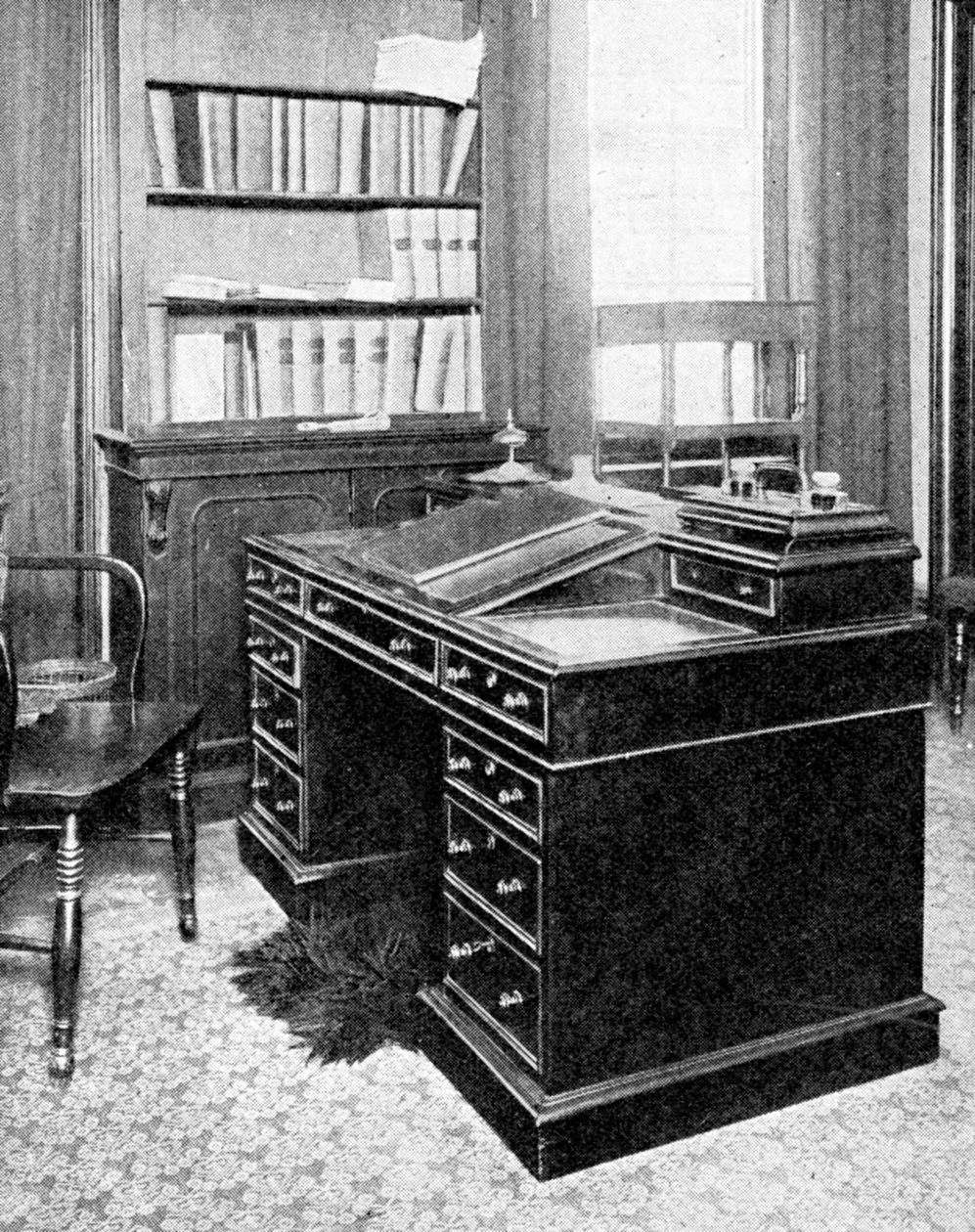 Chair & Desk of Charles Dickens, used at Gadshill, 1923 by Rischgitz Collection