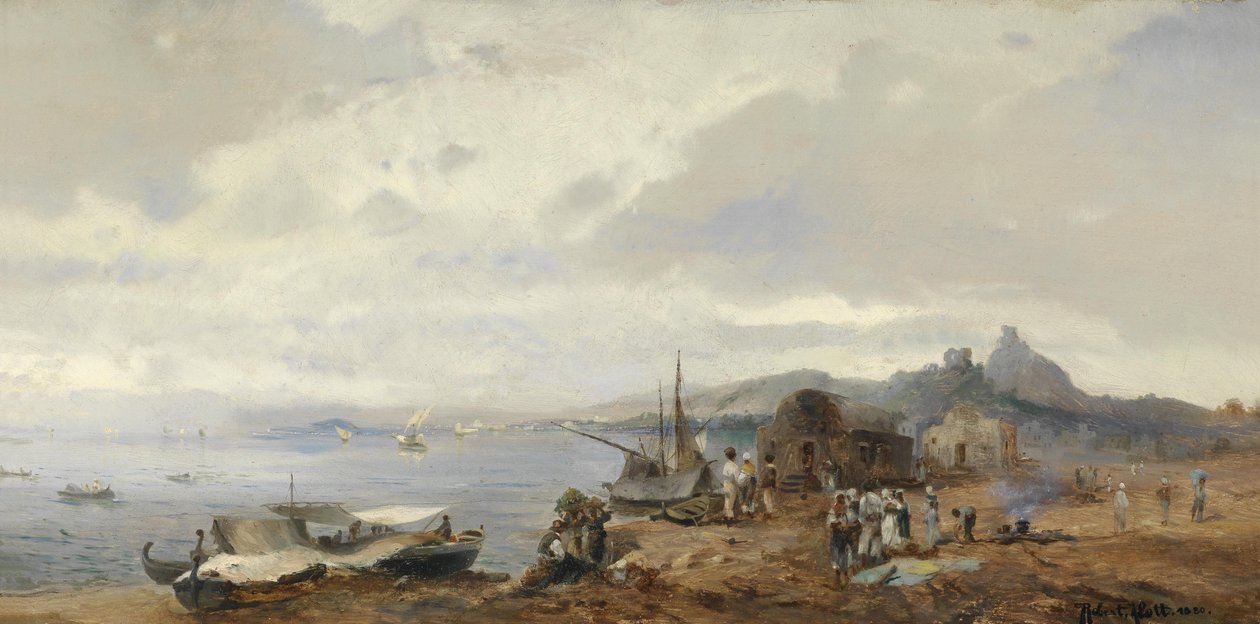 Fishermen on a Southern Italian Coastal Landscape by Robert Alott