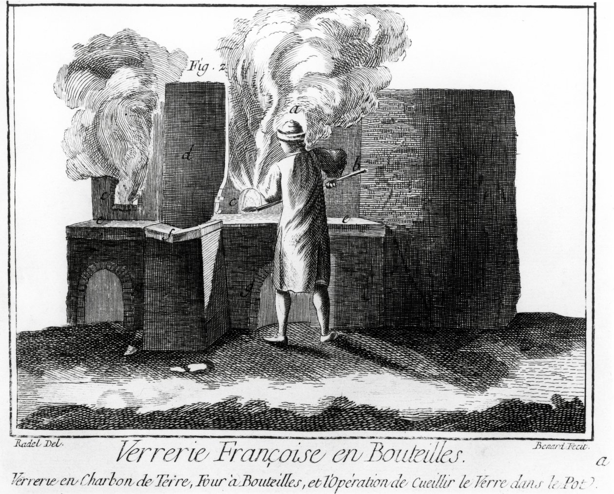 Glassmaking workshop, from the Encyclopedia by Denis Diderot by Robert Benard