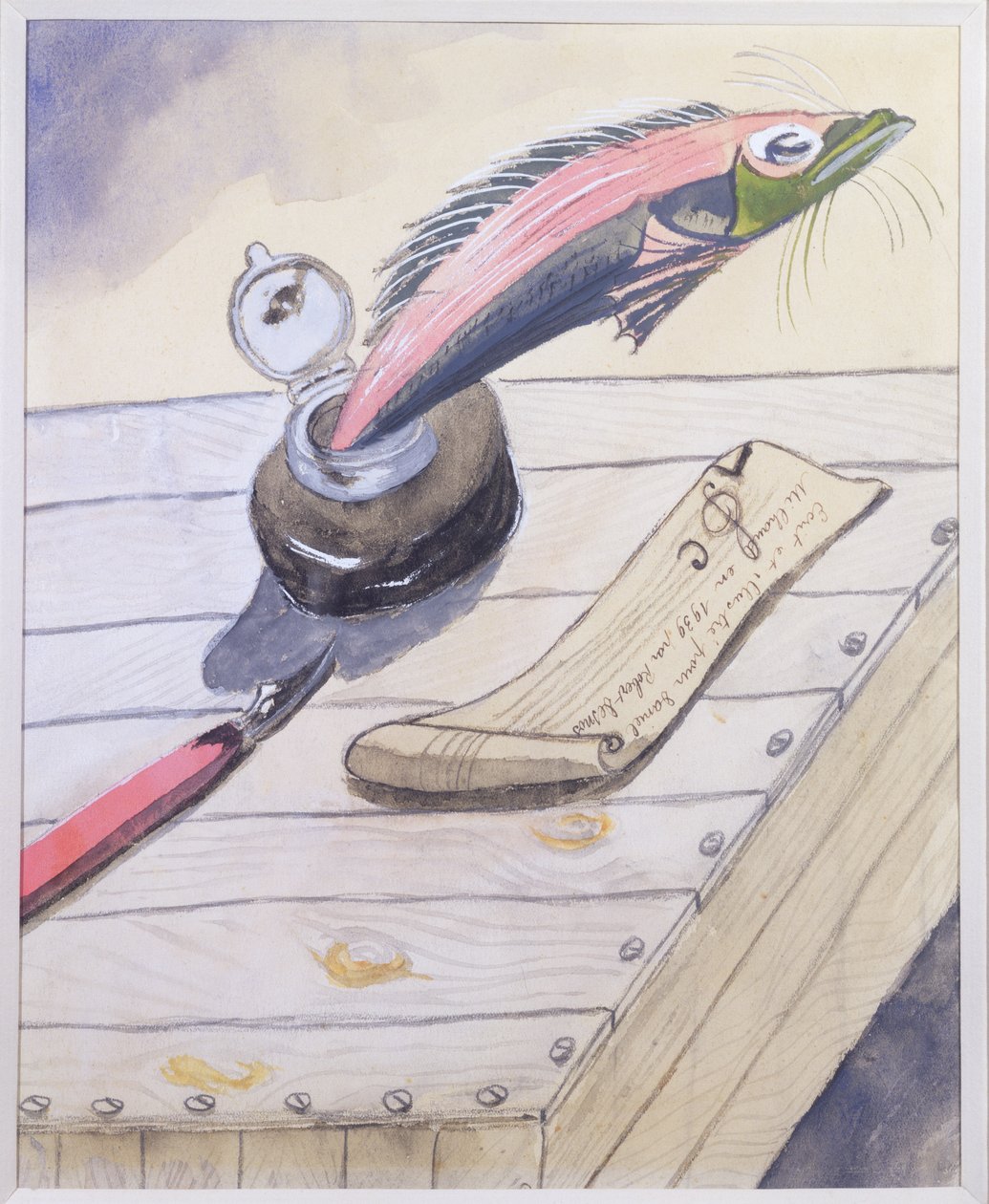 The Fish Jumping out of the Inkpot, Written and Illustrated for Daniel Milhaud by Robert Desnos, 1939 by Robert Desnos