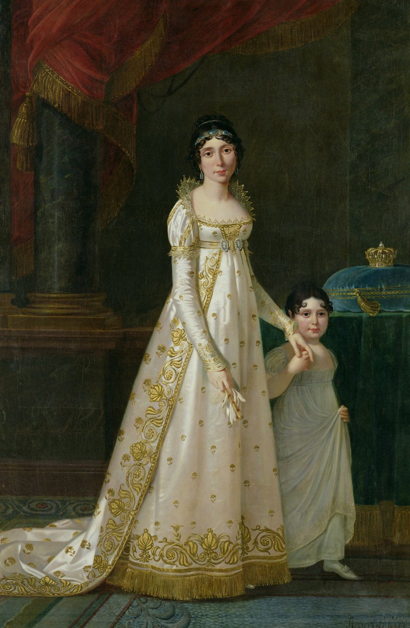 Portrait of Marie-Julie Clary (1777-1845) Queen of Naples with her daughter Zenaide Bonaparte (1801-54) 1807 by Robert Lefevre