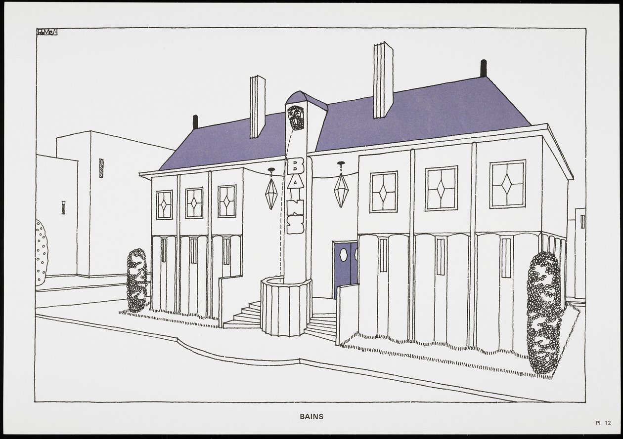 Bains, from Une Cite Moderne, Dessins de Rob Mallet-Stevens Architecte by Robert Mallet Stevens