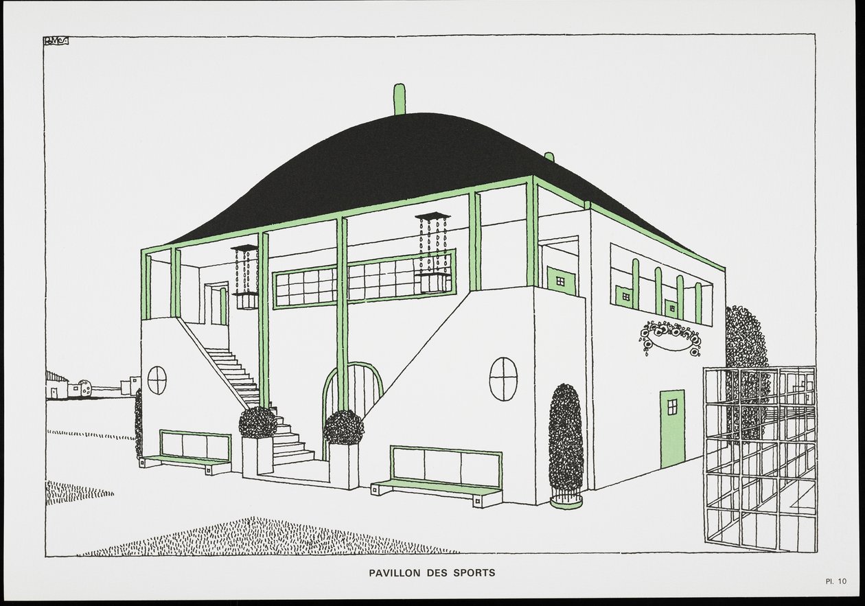 Pavillon des sports, from Une Cite Moderne, Dessins de Rob Mallet-Stevens Architecte, 1987 by Robert Mallet Stevens