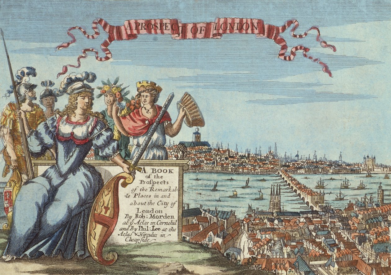 A Prospect of London, Frontispiece from A Book of the Prospects of the Remarkable Places in and About the City of London by Robert Morden