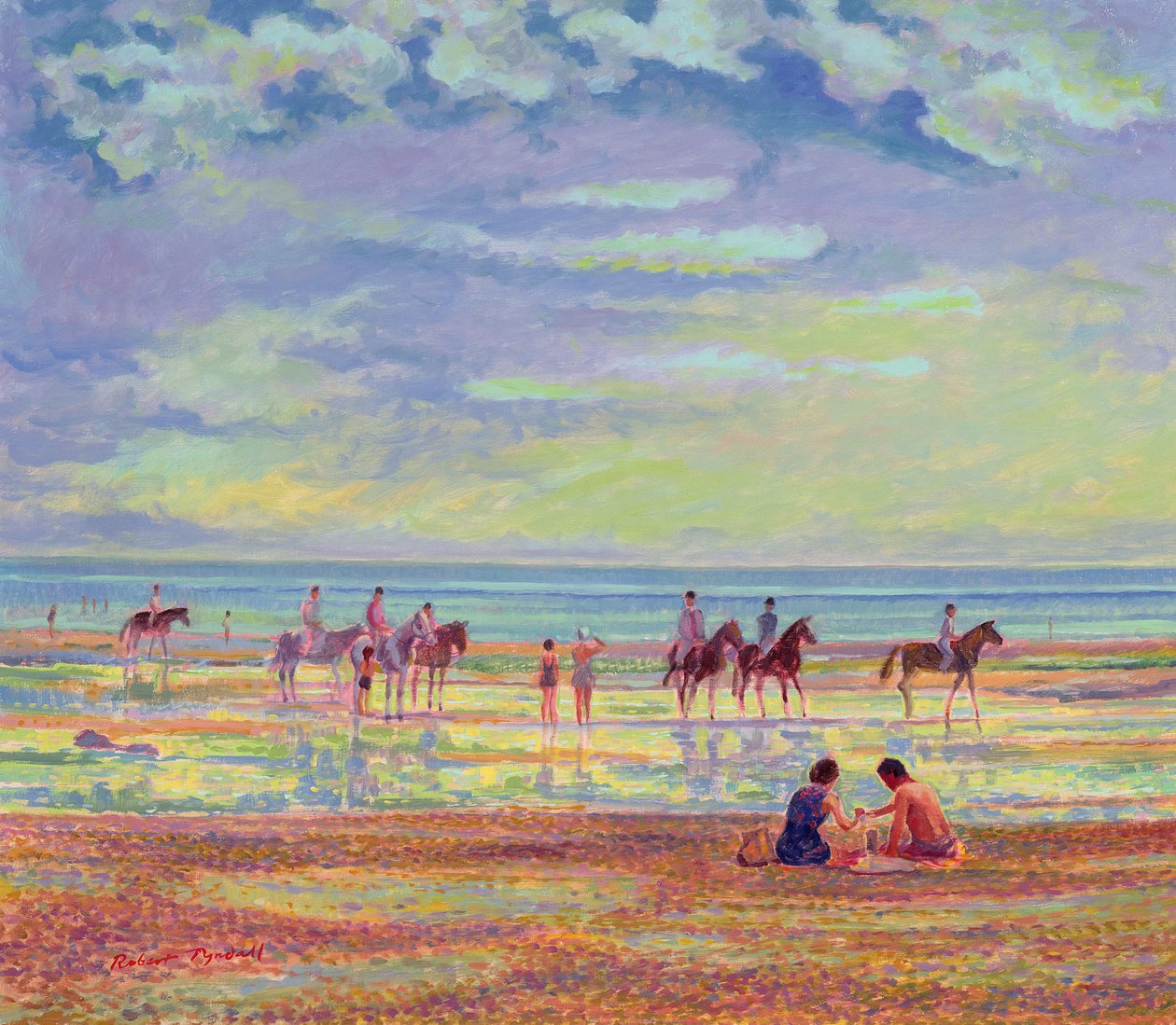 Ponies on Ferring Beach by Robert Tyndall