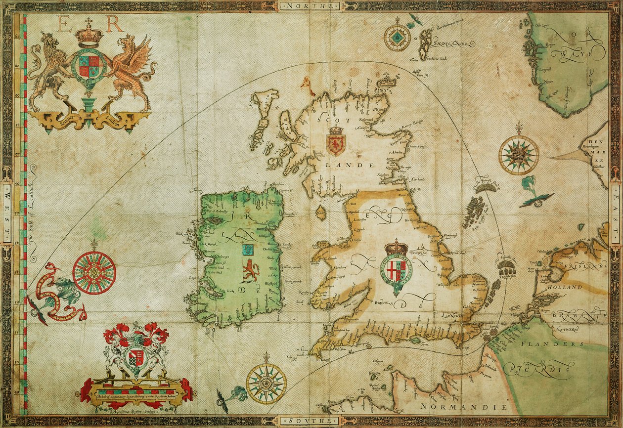 The Route Track of the Spanish Armada Through the English Channel, into the North Sea, Around Northern Scotland and into the Atlantic Ocean to Return to Spain by Robert (after) Adams