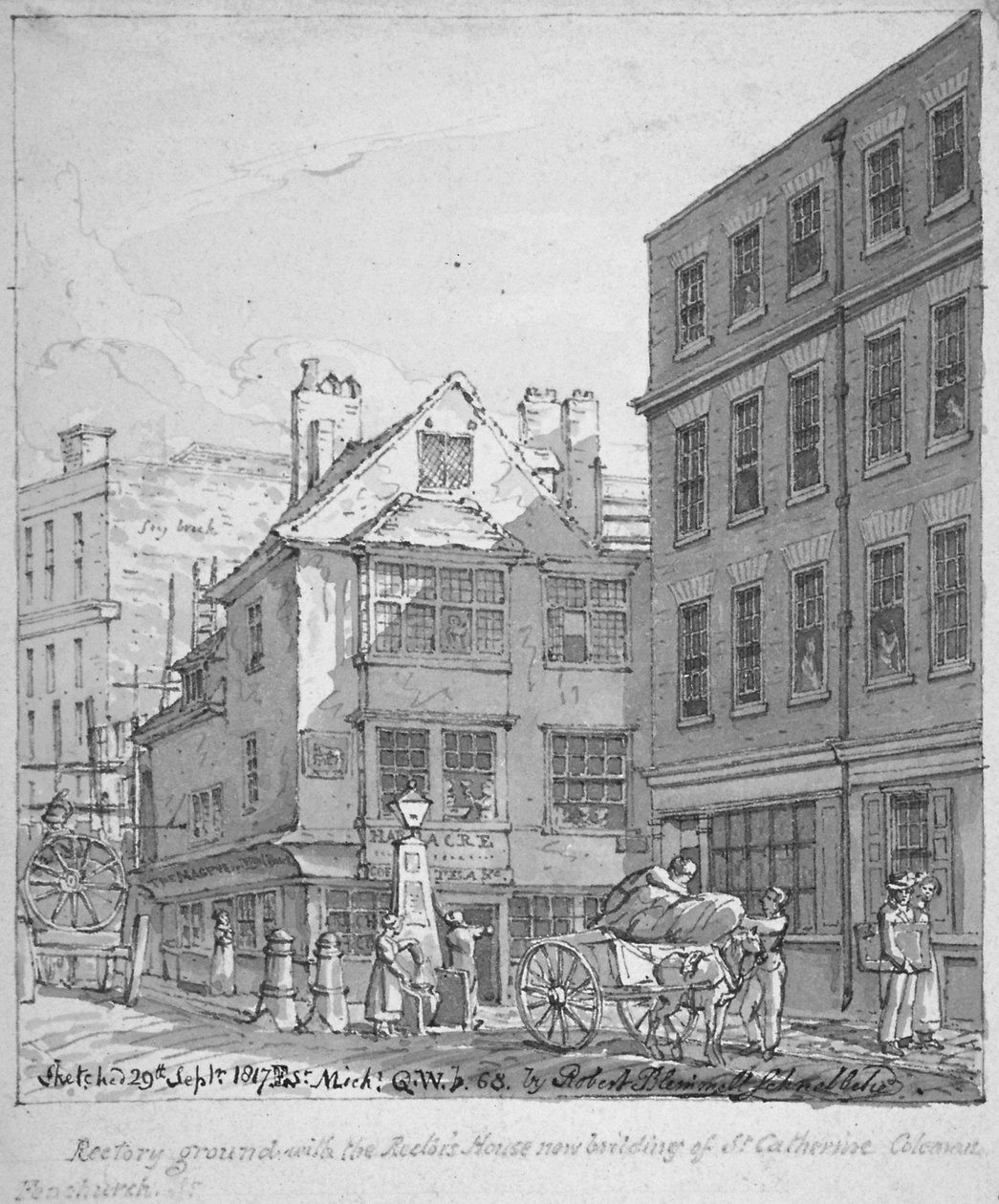 St Katherine Coleman Rectory, Fenchurch Street, City of London, 1817 by Robert Blemmell Schnebbelie