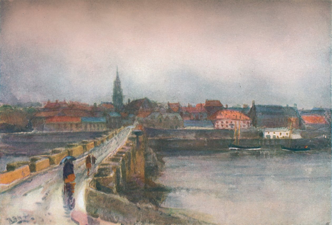 A Wet Day, Old Berwick Bridge by Robert Buchan Nisbet