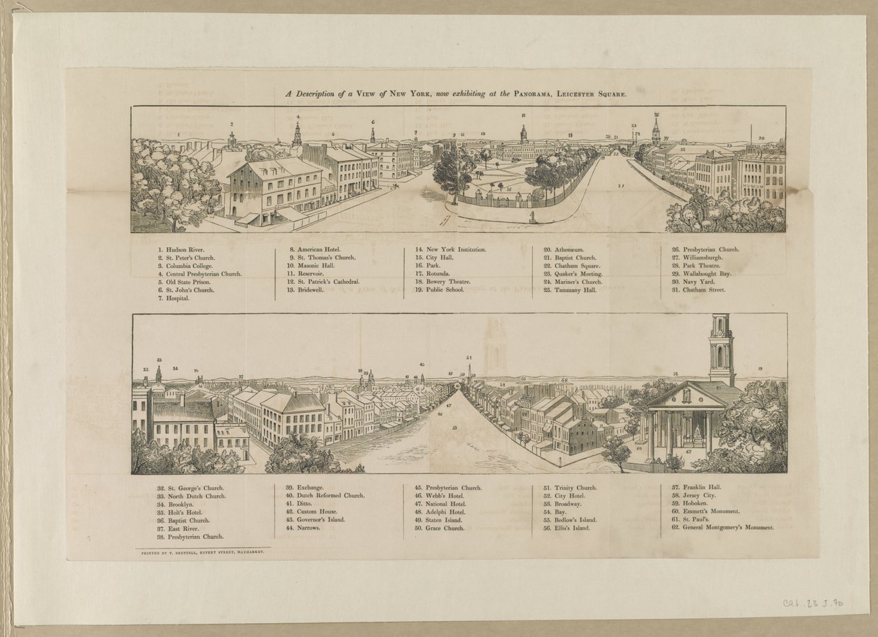 A description of a view of New York, now exhibiting at the Panorama, Leicester Square by Robert Burford