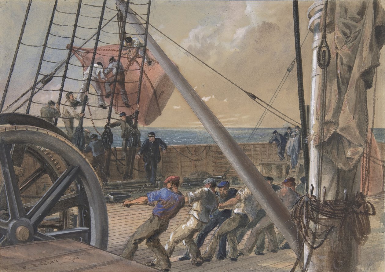 Getting Out One of the Large Buoys for Launching, August 2nd, 1865 by Robert Charles Dudley