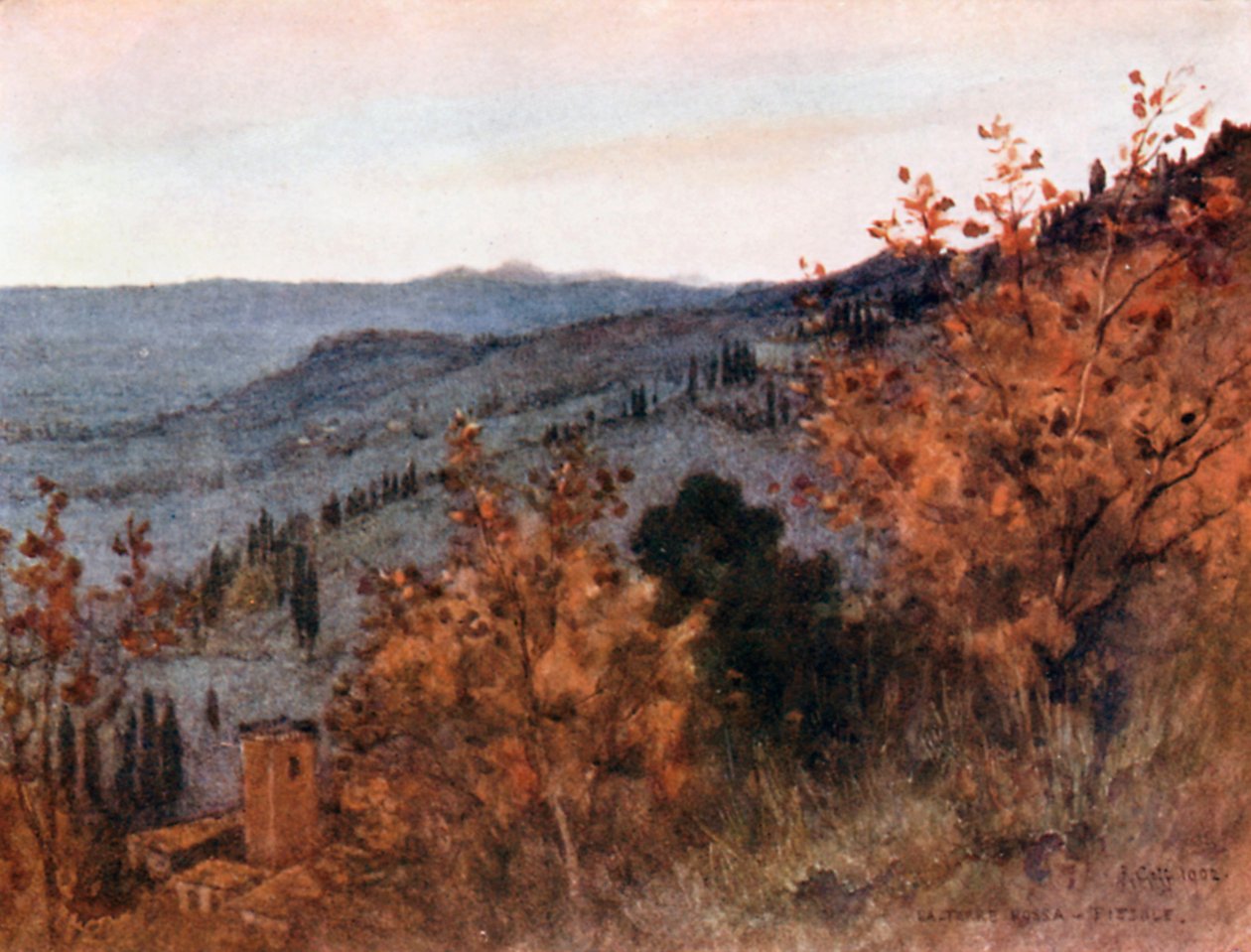 View over the Tuscan Hills, from the Torre Rossa, Fiesole by Robert Charles Goff
